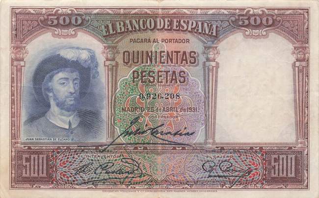 500 Pesetas 25.4.1931